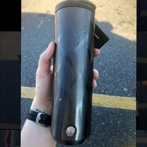 Black and Silver Elegant Starbucks Tumbler Keeps hot drinks HOT for hours.